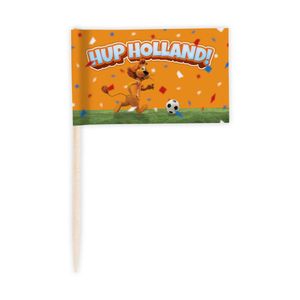 Cocktailprikkers 100x Loeki de Leeuw Hup Holland oranje 8 cm - Cocktailprikkers