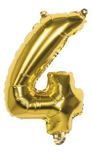 Folieballon Cijfer '4' Goud 36cm