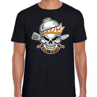 Grill reaper barbecue cadeau t-shirt zwart voor heren - thumbnail