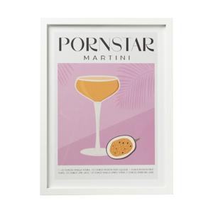 Poster met lijst pornstar martini - roze/oranje - 40x30 cm