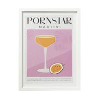 Poster met lijst pornstar martini - roze/oranje - 40x30 cm