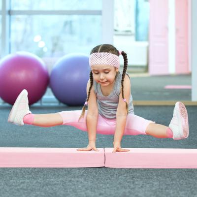 210 cm Opvouwbare Evenwichtsbalk Schuimrubberen Gymnastiekbalk met Antislip Basis voor Kinderen Draagbaar Turntoestel met Handgrepen