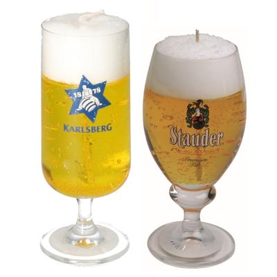 Bierkaarsen - 2x st - Stauder en Karlsberg bierglas kaarsen - bier cadeau voor mannen Bierkaarsen - 2x st - Stauder en Karlsberg bierglas kaarsen - bier cadeau voor mannen