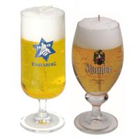 Bierkaarsen - 2x st - Stauder en Karlsberg bierglas kaarsen - bier cadeau voor mannen