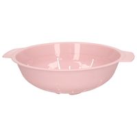 Keuken vergiet/zeef - kunststof - Dia 25 cm x Hoogte 8 cm - roze