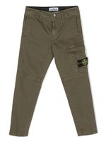 Stone Island Junior pantalon cargo droit à patch logo - Vert