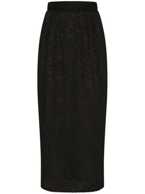 Dolce & Gabbana jupe mi-longue à fleurs en dentelle - Noir