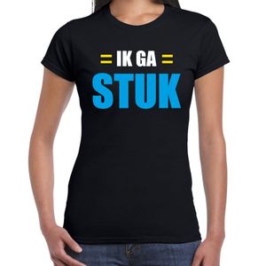 Ik ga stuk fun tekst t-shirt zwart voor dames