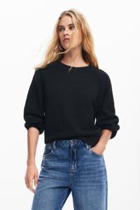 Trui met textuurmouwen - BLACK - XXL