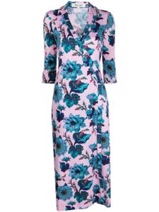 DVF Diane von Furstenberg robe en soie à fleurs - Rose