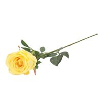 Kunstbloem roos Nova - lichtgeel - 75 cm - kunststof steel - decoratie bloemen   -