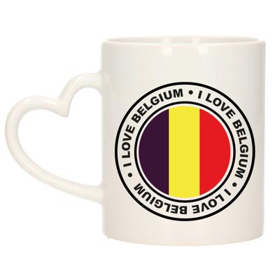 Cadeau koffiemok Belgie - vlag - I love - 300 ml - keramiek - landen thema - support Cadeau koffiemok Belgie - vlag - I love - 300 ml - keramiek - landen thema - support