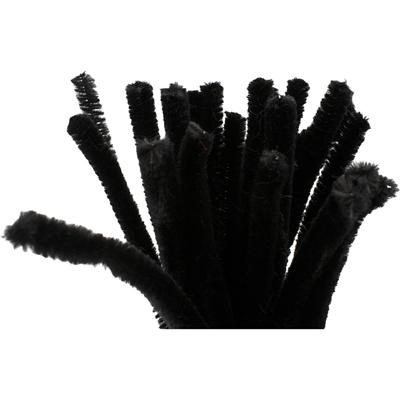 Creativ Company Chenille, l: 30 cm, dikte 9 mm, zwart, 25 stuk/ 1 doos