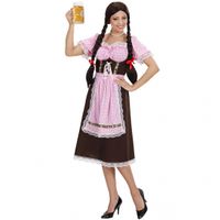 Bruine lange Tiroler jurk dames - thumbnail