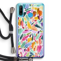 Watercolor Brushstrokes: Huawei P30 Lite Transparant Hoesje met koord