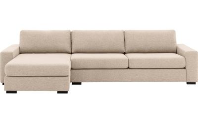 Goossens Hoekbank Lucca Met Chaise Longue wit, stof, 3-zits, stijlvol landelijk