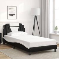 Bedframe "Viana" zonder matras kunstleer zwart en wit 100x200 cm