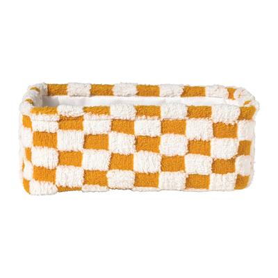 Mand checks klein - oranje/wit - 11x30x20 cm
