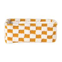 Mand checks klein - oranje/wit - 11x30x20 cm Mand checks klein - oranje/wit - 11x30x20 cm