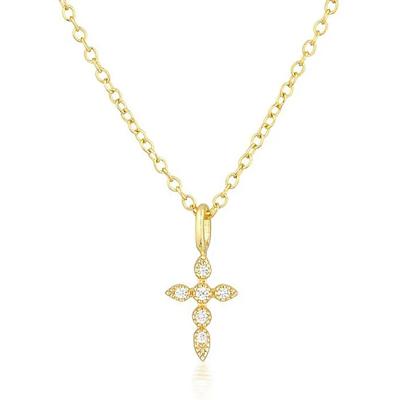 Elenza 925 Ketting verguld met Kruishanger en Diamantjes - Klassiek en Elegant
