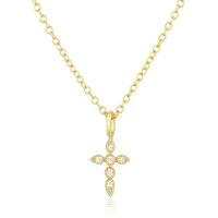 Elenza 925 Ketting verguld met Kruishanger en Diamantjes - Klassiek en Elegant
