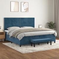 Boxspring met matras fluweel donkerblauw 200x200 cm