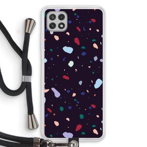 Dark Rounded Terrazzo: Samsung Galaxy A22 4G Transparant Hoesje met koord