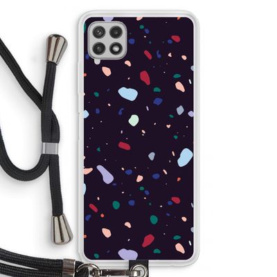 Dark Rounded Terrazzo: Samsung Galaxy A22 4G Transparant Hoesje met koord