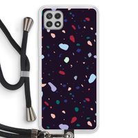 Dark Rounded Terrazzo: Samsung Galaxy A22 4G Transparant Hoesje met koord