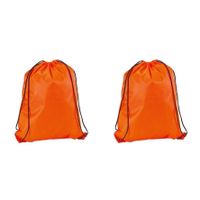 2x stuks neon oranje gymtas/sporttas met rijgkoord 34 x 42 cm