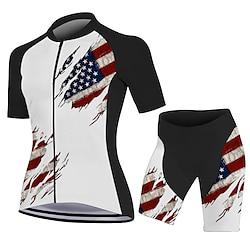 Dames Wielrenshirt met shorts Korte mouw Bergracen Wegwielrennen Wit Blauw Nationale vlag Fietsen Spandex Sport Nationale vlag Kleding Lightinthebox