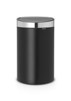 Brabantia touch bin 40 liter matt black - matt steel deksel - thumbnail