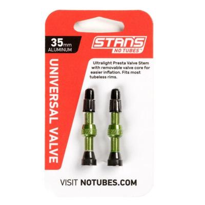 STANS Stan&apos;s valve stem aluminium (pair) - universal, presta - green - 35mm
