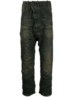 Boris Bidjan Saberi jean court à design asymétrique - Bleu