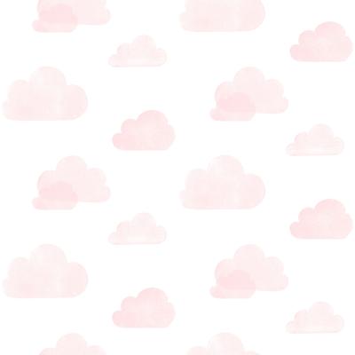 Dutch Wallcoverings Joy - Wolken - Wit/Roze