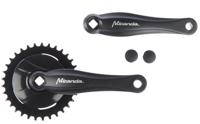 Miranda crankstel 33t 1+ voor 3/32" ketting met disc zwart/zilver