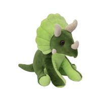 Nature Planet Pluche knuffel dinosaurus - Triceratops - van 20 cm - groen - Knuffeldieren