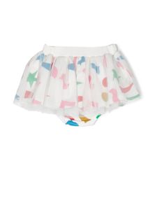 Stella McCartney Kids jupe en tulle à imprimé graphique - Blanc