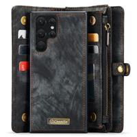 Caseme Samsung Galaxy S22 Ultra hoes - Vintage 2 in 1 portemonnee - Zwart