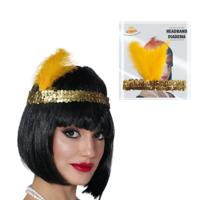 Charleston Flapper Hoofdband - 4x - met veer en glitters - goud - Dames - jaren 20/Twenties thema