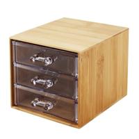 Ladekastje bureau organizer Bamboo - 3 lades - bamboe hout - L12 x B14 x H11 cm