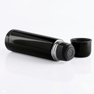 Thermosfles - 500 ml - zwart - RVS - schroefdop als beker - 25 cm - isoleerfles