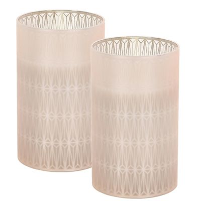 Luxe LED kaarsen - 2x - in glas - warm wit - D7,5 x H12,5 cm