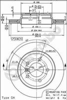 Remschijf BREMBO, Remschijftype: Binnen geventileerd, u.a. für Mitsubishi, Volvo - thumbnail