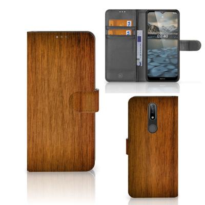 Nokia 2.4 | Book Style Case | Donker Hout