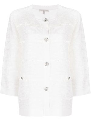 SHIATZY CHEN cardigan en maille texturée à manches crop - Blanc