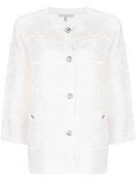 SHIATZY CHEN cardigan en maille texturée à manches crop - Blanc