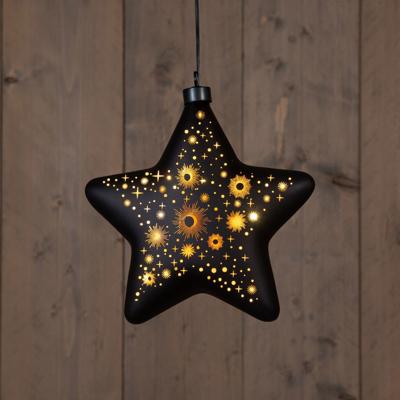 B.O.T. Star Glass Black Star 19 cm 10 Led Warm White - Annas collection