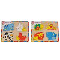 Houten Noppenpuzzel Wilde Dieren met Jongen, 8st. Houten Noppenpuzzel Wilde Dieren met Jongen, 8st.