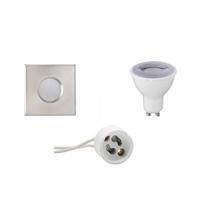 Dimbare LED Spot Set GU10 Vierkant Mat Chroom IP65 6W 6400K